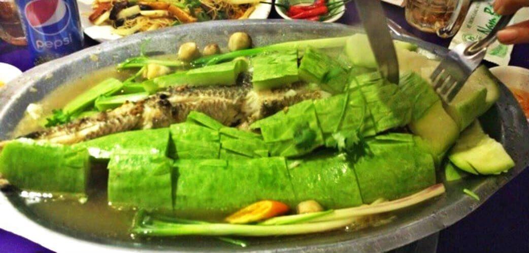 Cá lóc hấp bầu tại Làng Nướng Nam Bộ - YeuAmThuc.org