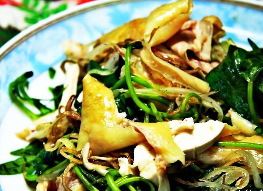 Gỏi gà trộn rau lang - YeuAmThuc.org