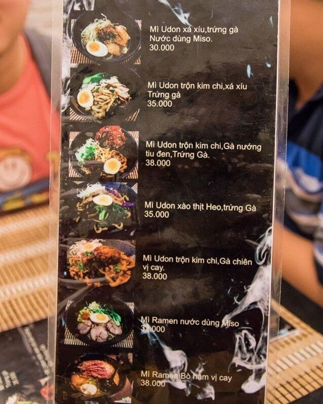 Menu tại Kukai Udon - YeuAmThuc.org