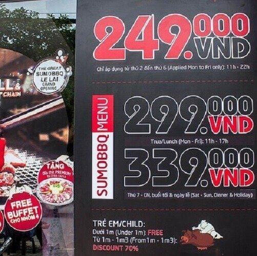 Bảng giá Combo Sumo BBQ - YeuAmThuc.org